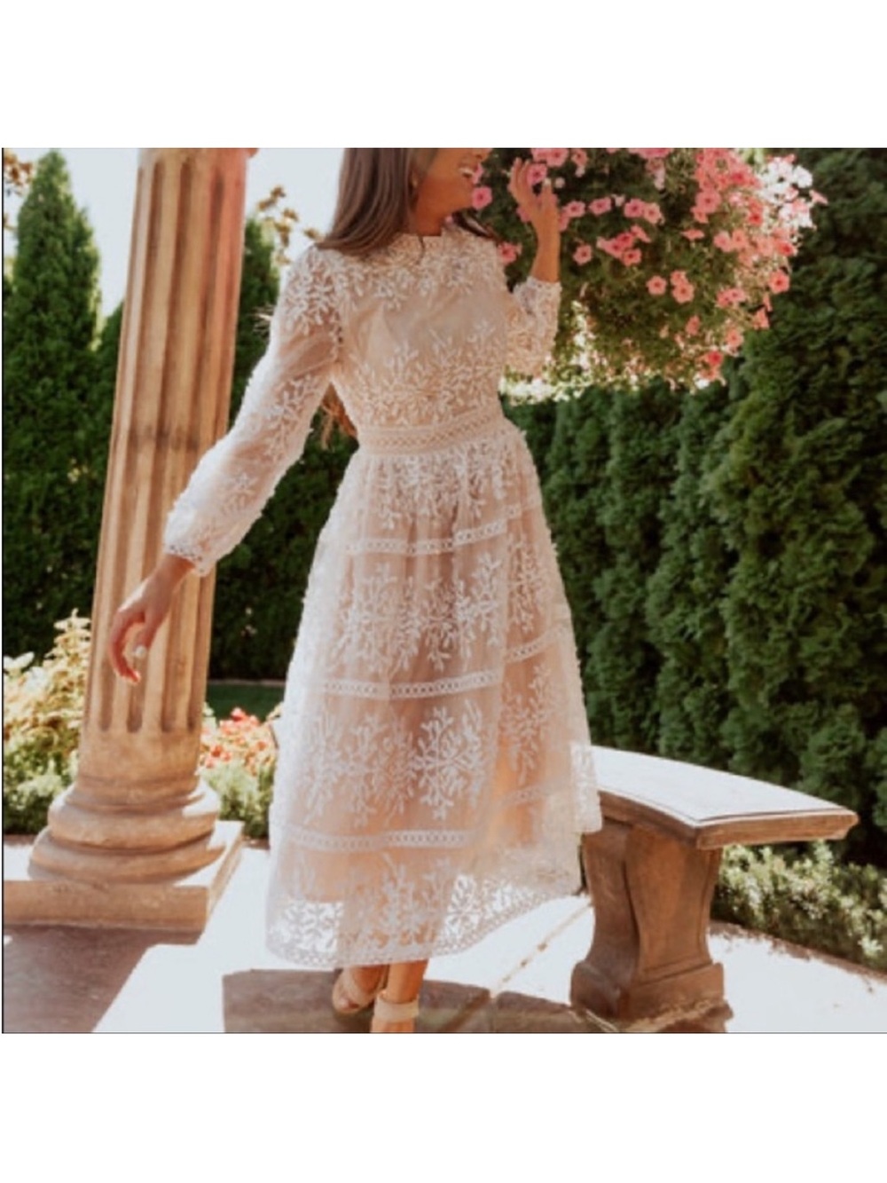 IVY CITY CO SICILY DRESS IVORY FULL SLEEVE